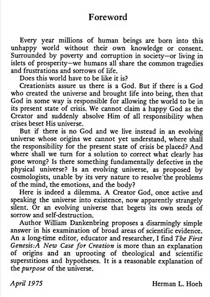 Hoeh's Foreword to First Genesis by WFD